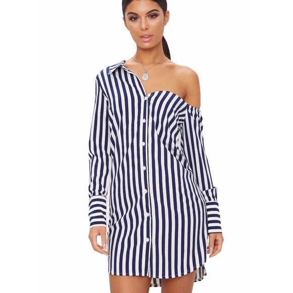 PrettyLittleThing Dresses & Skirts - PrettyLittleThing Off Shoulder Shirt Dress